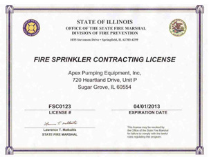 Fire Sprinkler Contract License